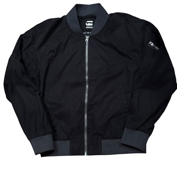 G Star Raw Black Attac Bomber Lightweight Zip Up Outerwear Jacket Size Medium - Picture 1 of 6